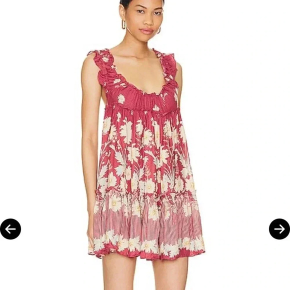 34. NWT Free People Intimately Bali Wild Daisy Slip In Rust- Renaissance Red - Picture 2 of 3